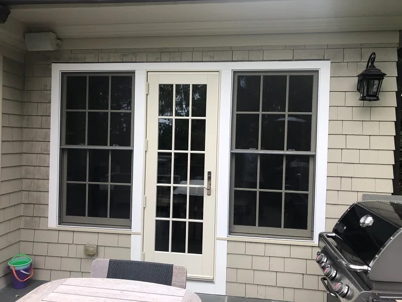 A Series hinged patio door with a canvas exterior